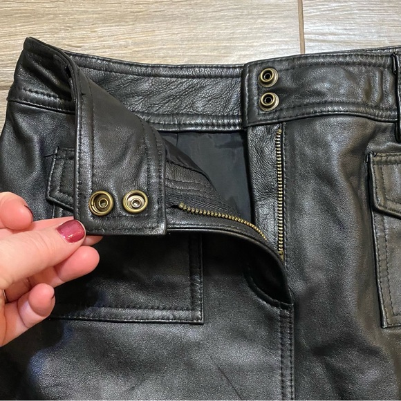 INC International Concepts Size 8 Black Leather Mini Skirt - Picture 3 of 6